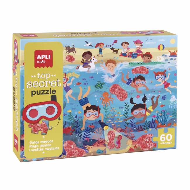 Puzzle z magicznymi okularami Apli Kids - Plaża 4+