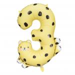  Balon foliowy Party Deco 98 cm - Cyfra 3 Gepard 