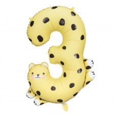 Balon foliowy Party Deco 98 cm - Cyfra 3 Gepard