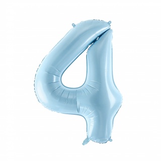 Balon foliowy Party Deco 86 cm - Cyfra 4 pastelowy niebieski
