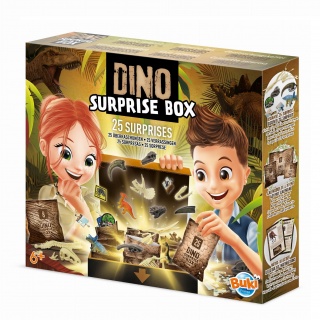 Pudełko 25 niespodzianek z dinozaurami Buki
