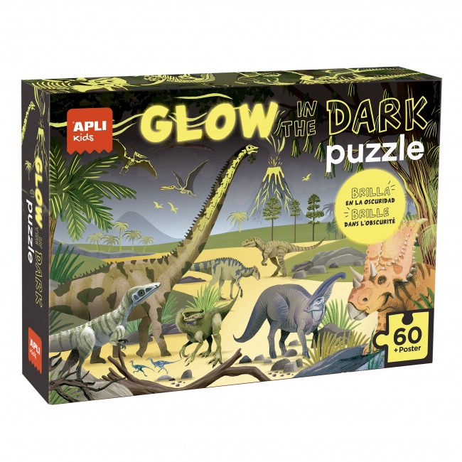 Puzzle świecące w ciemności Apli Kids - Dinozaury 4+