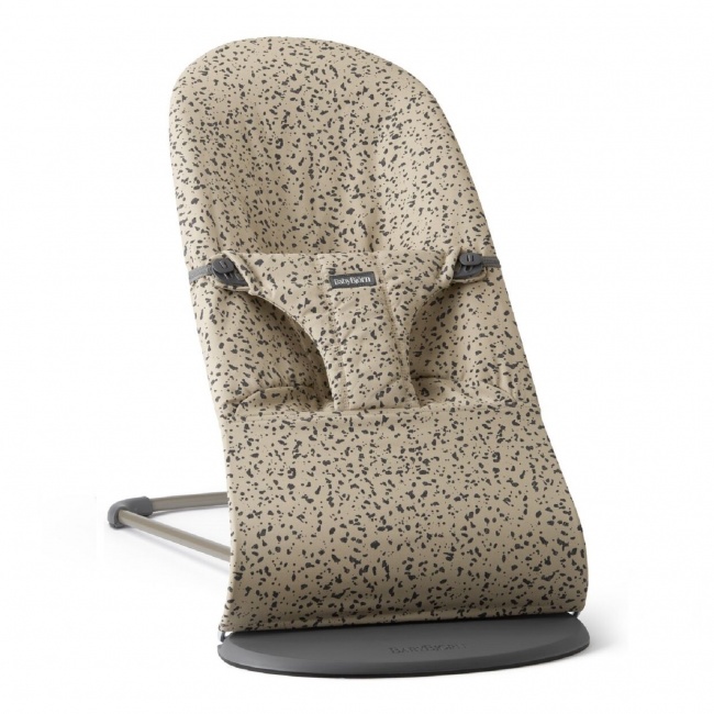 Leżaczek BABYBJORN BLISS WOVEN - Beige/Dark grey print