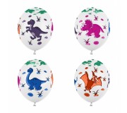 Balony strong 6 szt Party Deco - Dinozaury Pastel Pure White 30 cm