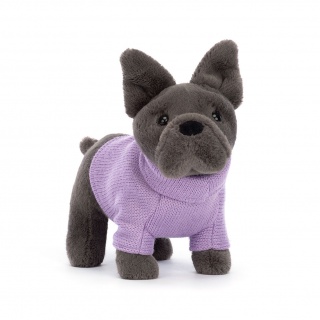 Pluszowy piesek Jellycat - Buldog Francuski w Sweterku Fioletowym 19 cm