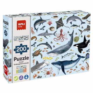 Puzzle edukacyjne Apli Kids - Zagrożone zwierzęta Ocean 6+