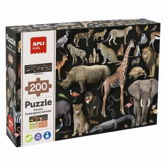 Puzzle edukacyjne Apli Kids - Zagrożone zwierzęta Sawanna 6+