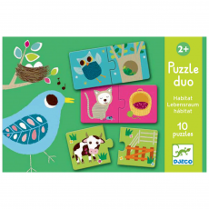 Puzzle Duo Djeco dla najmłodszych - Zwierzątka i ich domy