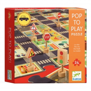 Puzzle Gigant Djeco - Ulica ze znakami drogowymi