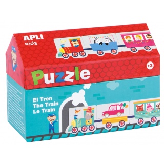 Puzzle w kartonowym domku Apli Kids - Pociąg 3+