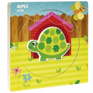 Drewniane puzzle z warstwami Apli Kids - Żółw 2+