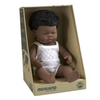 Lalka chłopiec Miniland Doll - Afrykańczyk 38cm