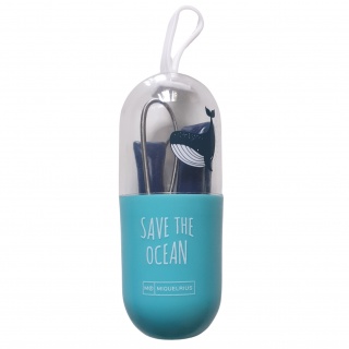 Słomka silikonowa Save The Ocean - Granatowa