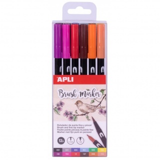 Markery dwustronne Brush Marker Apli Kids - 12 kolorów