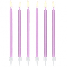 Świeczki urodzinowe Party Deco gładkie 14cm - jasny liliowy
