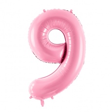 Balon foliowy Party Deco 86 cm - Cyfra 9 pastelowy różowy