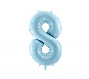 Balon foliowy Party Deco 86 cm - Cyfra 8 pastelowy niebieski
