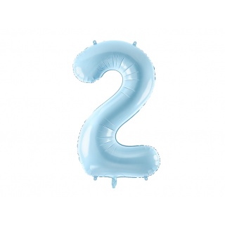 Balon foliowy Party Deco 86 cm - Cyfra 2 pastelowy niebieski