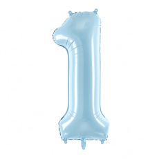 Balon foliowy Party Deco 86 cm - Cyfra 1 pastelowy niebieski