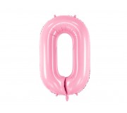 Balon foliowy Party Deco 86 cm - Cyfra 0 pastelowy różowy