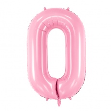 Balon foliowy Party Deco 86 cm - Cyfra 0 pastelowy różowy
