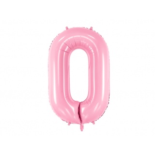 Balon foliowy Party Deco 86 cm - Cyfra 0 pastelowy różowy