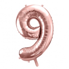 Balon foliowy Party Deco 86 cm - Cyfra 9 różowe złoto