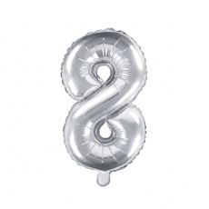 Balon foliowy Party Deco 35 cm - Cyfra 8 srebrny