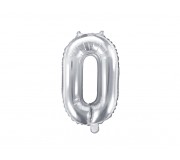 Balon foliowy Party Deco 35 cm - Cyfra 0 srebrny