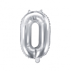 Balon foliowy Party Deco 35 cm - Cyfra 0 srebrny
