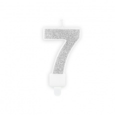 Świeczka urodzinowa Party Deco 7 cm - Cyferka 7 srebrny