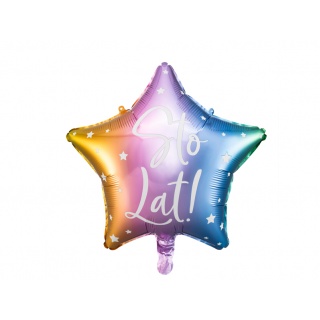 Balon foliowy Party Deco - Sto lat! kolorowa gwiazda 40 cm