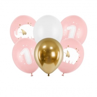 Balony Roczek 6 szt Party Deco - Pastel Pale Pink 30 cm