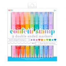 Flamastry dwustronne ze stempelkami Ooly - Confetti Stamp 9 szt.