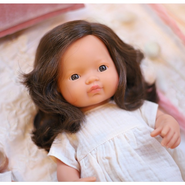 Lalka dziewczynka Miniland Doll - Europejka Brązowe włosy 38cm