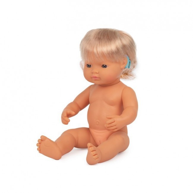 Lalka dziewczynka z implantem ślimakowym Miniland Doll - Europejka 38cm