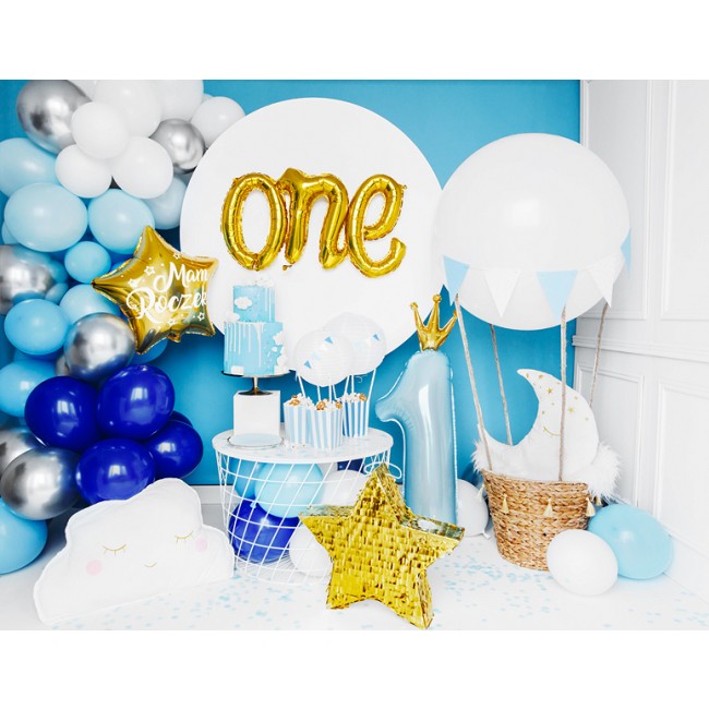 Balon foliowy Party Deco 30 x 90 cm - Cyfra 1 błękit