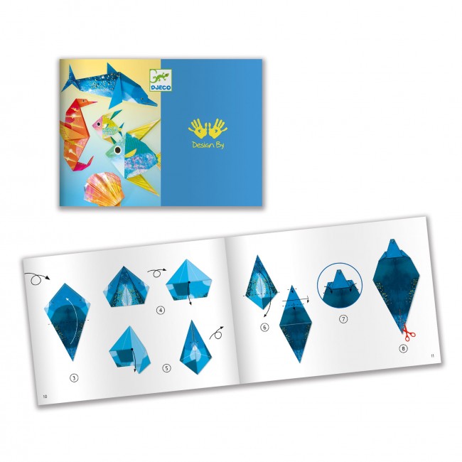 Zestaw artystyczny Origami Djeco - Morskie zwierzęta metaliczne