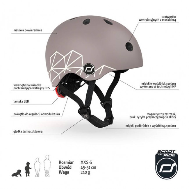 Kask dla dzieci SCOOTANDRIDE XXS-S 1-5 lat - Brown Lines