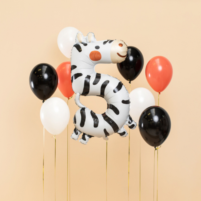 Balon foliowy Party Deco 98 cm - Cyfra 5 Zebra