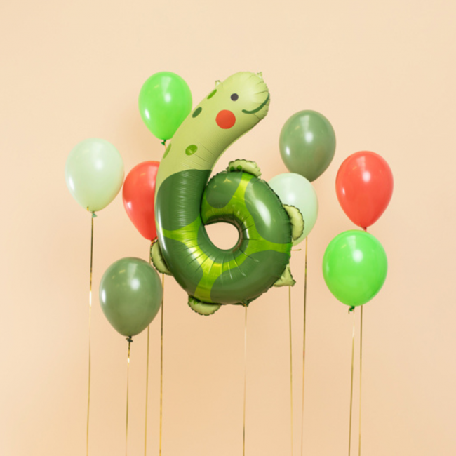 Balon foliowy Party Deco 96 cm - Cyfra 6 Żółw