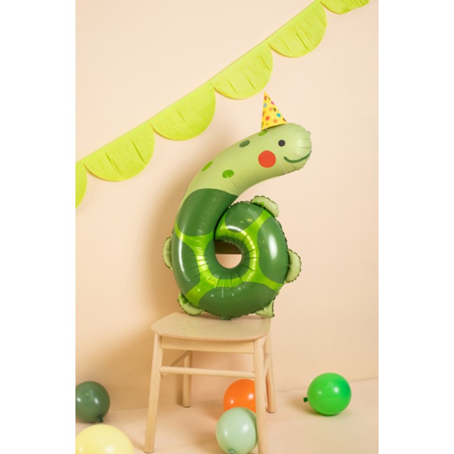 Balon foliowy Party Deco 96 cm - Cyfra 6 Żółw