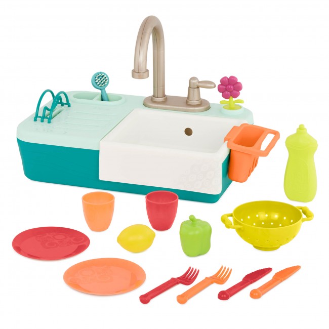 Zlew z działającym kranem i akcesoriami B. Toys - Splash-n-Scrub Sink