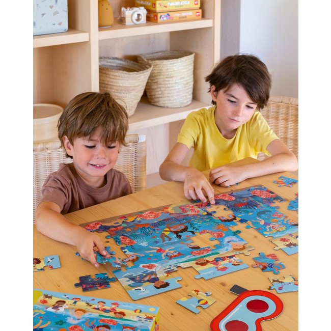 Puzzle z magicznymi okularami Apli Kids - Plaża 4+