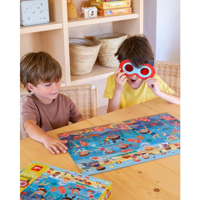 Puzzle z magicznymi okularami Apli Kids - Plaża 4+