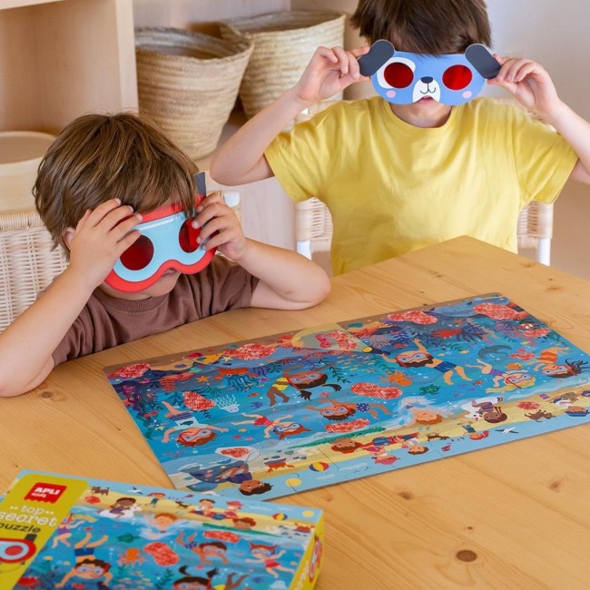 Puzzle z magicznymi okularami Apli Kids - Plaża 4+