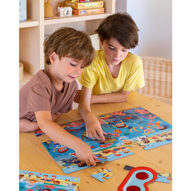 Puzzle z magicznymi okularami Apli Kids - Plaża 4+