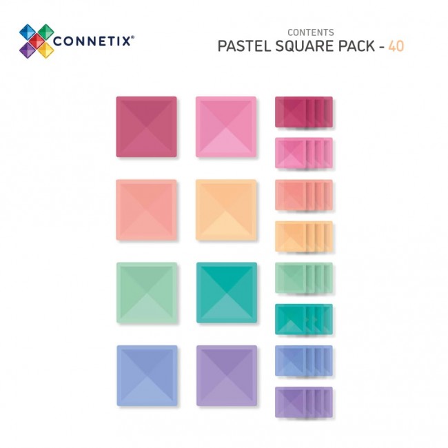 Klocki magnetyczne Connetix - Pastel Square Pack 40 el.