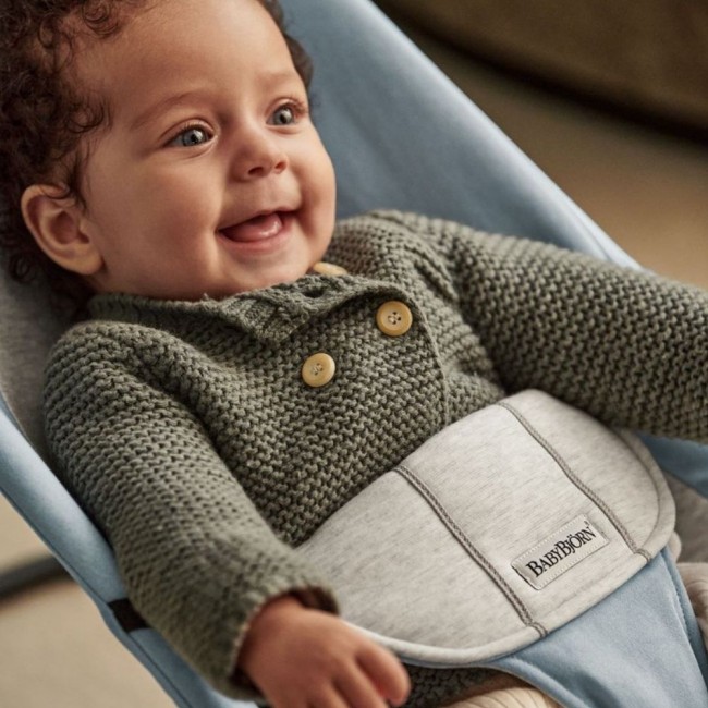 Leżaczek BABYBJORN BALANCE SOFT WOVEN/JERSEY - Niebieski/Szary