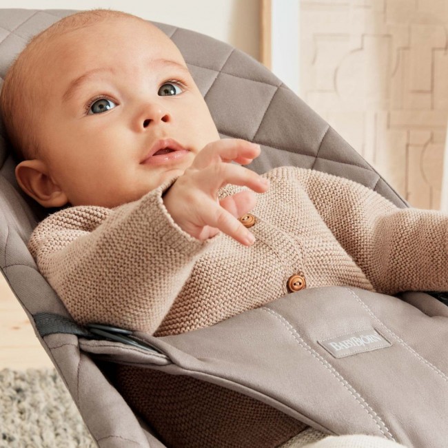 Leżaczek BABYBJORN BLISS WOVEN - Piaskowoszary